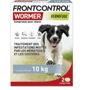 Frontcontrol wormer vermifuge pour chiens - 2 comprimés à croquer